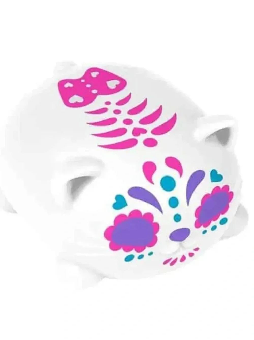 1 NeeDoh Sugar Skull Cat Squish- White with Pink, Purple or Blue Accents 4 Avail